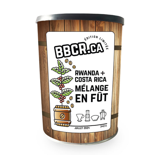 Mélange : Rwanda + Costa Rica vieilli en fût de bourbon